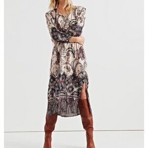 LUCKY BRAND lisa border print dress